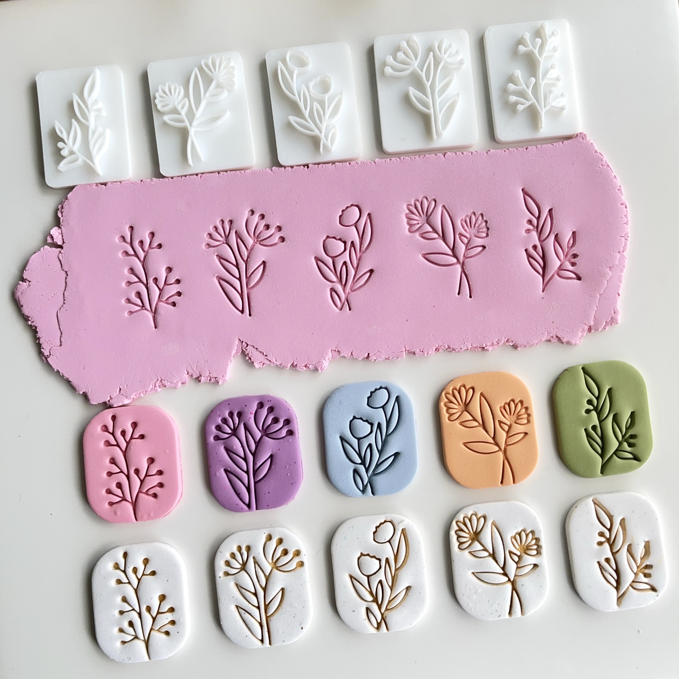 Tassel Earrings Boho - Botanical Leaf Polymer Clay Stamps Cutters