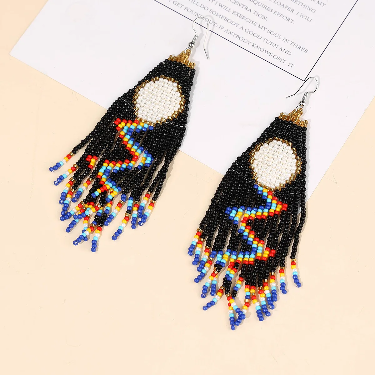 Tassel Earrings Boho - Rice bead earrings Tassel Originality Sun