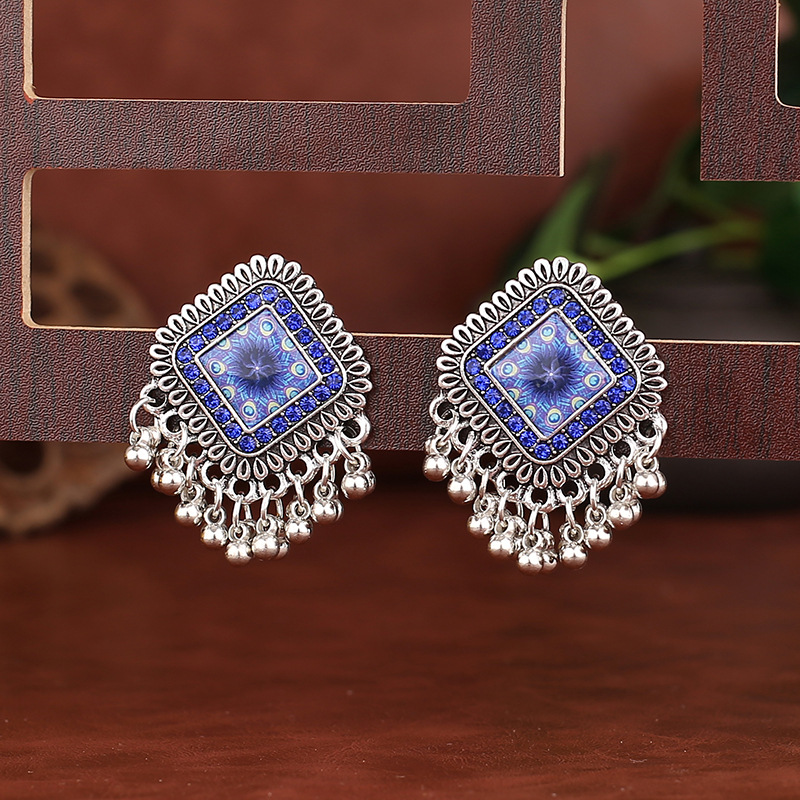 Vintage Ethnic Silver Color Sq – Tassel Earrings Boho recenzja i cena