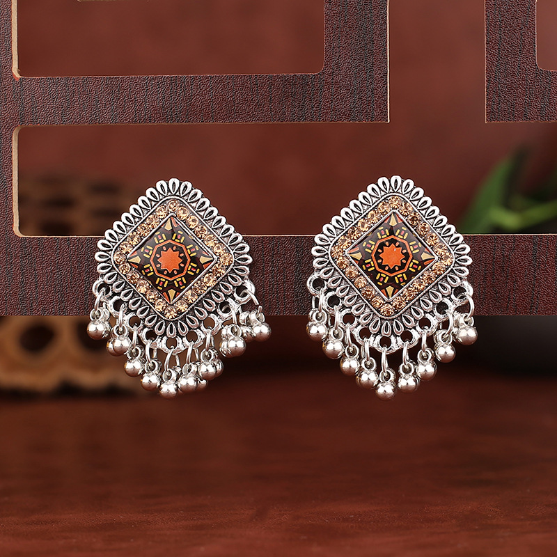 Vintage Ethnic Silver Color Sq – Tassel Earrings Boho recenzja i cena