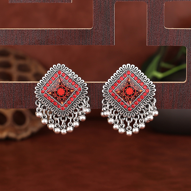 Vintage Ethnic Silver Color Sq – Tassel Earrings Boho recenzja i cena