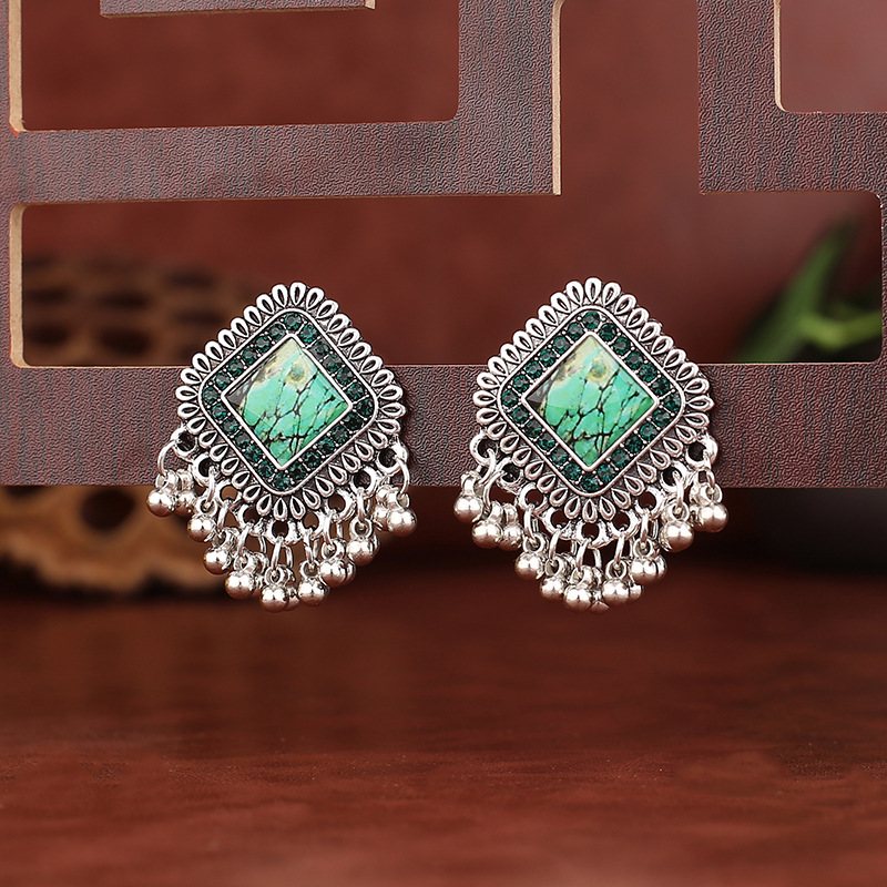 Vintage Ethnic Silver Color Sq – Tassel Earrings Boho recenzja i cena