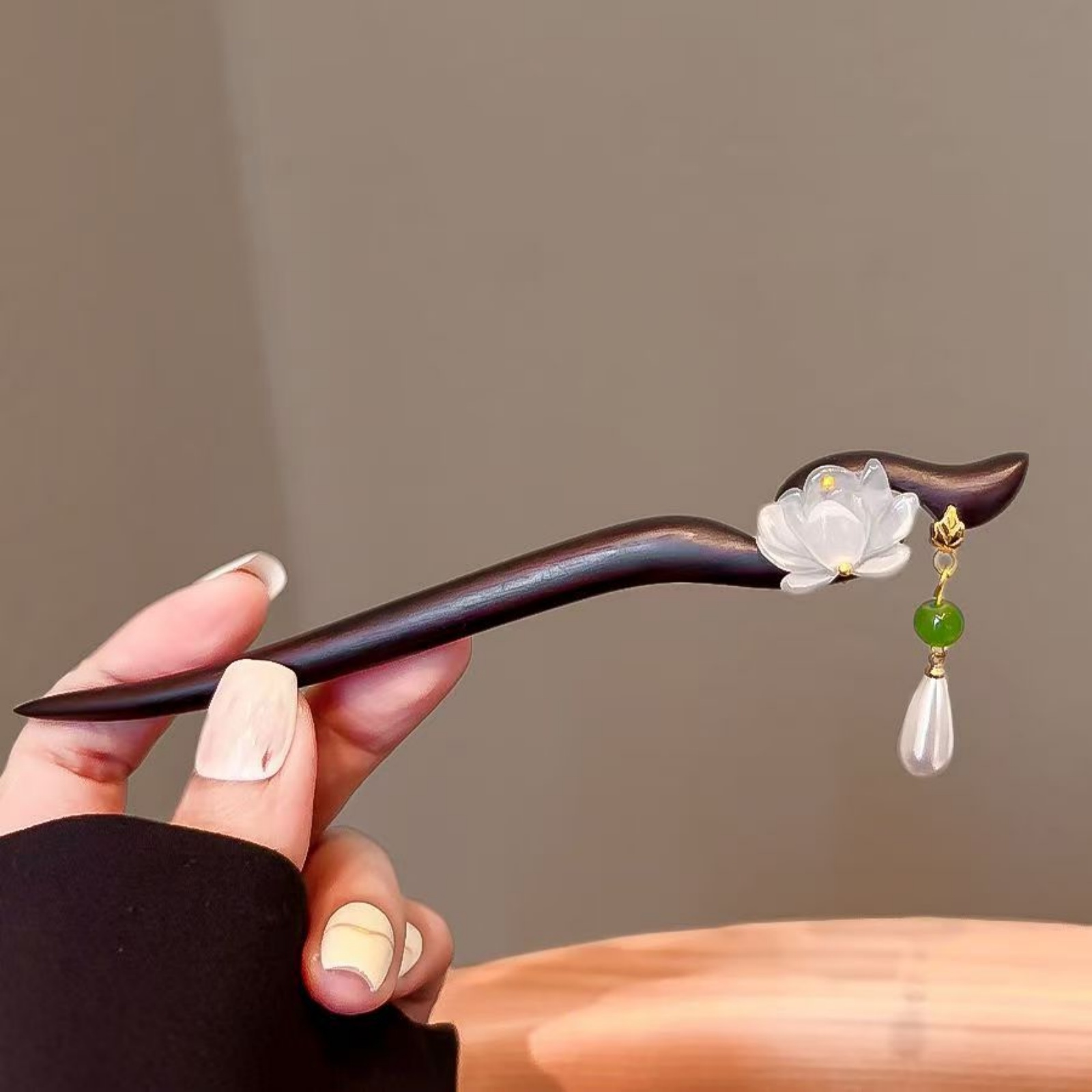 1PC Elegant Lotus Wood Hair St – Women Accessories Wholesale recenzja i cena