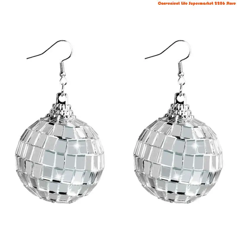 Q5WE Disco Ball Earrings 70s D – Women'S Accessories In The 70S recenzja i cena