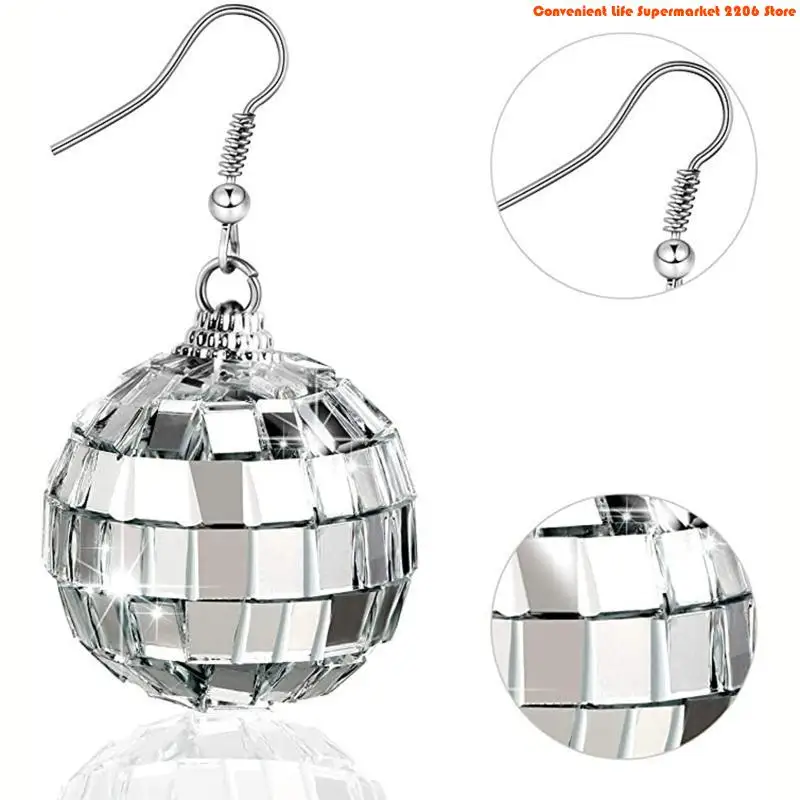 Q5WE Disco Ball Earrings 70s D – Women'S Accessories In The 70S recenzja i cena