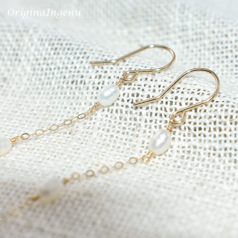 14K Gold Filled Natural Pearl  – Tassel Earrings Boho recenzja i cena