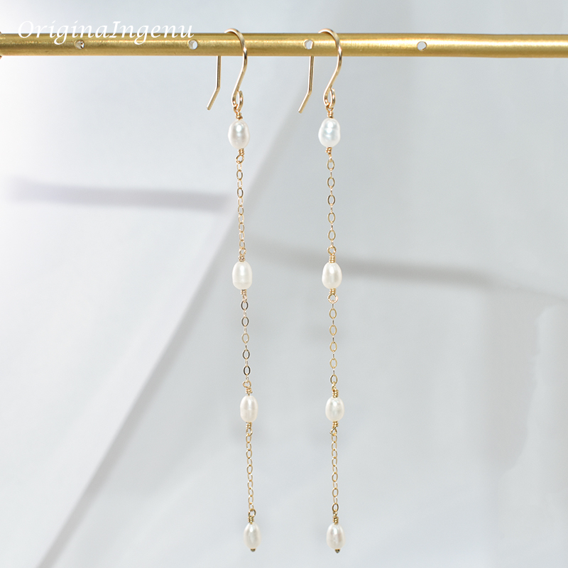 14K Gold Filled Natural Pearl  – Tassel Earrings Boho recenzja i cena