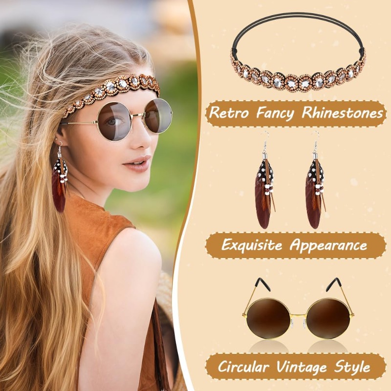 5 Pcs Hippie Costume Accessori – Women'S Accessories In The 70S recenzja i cena