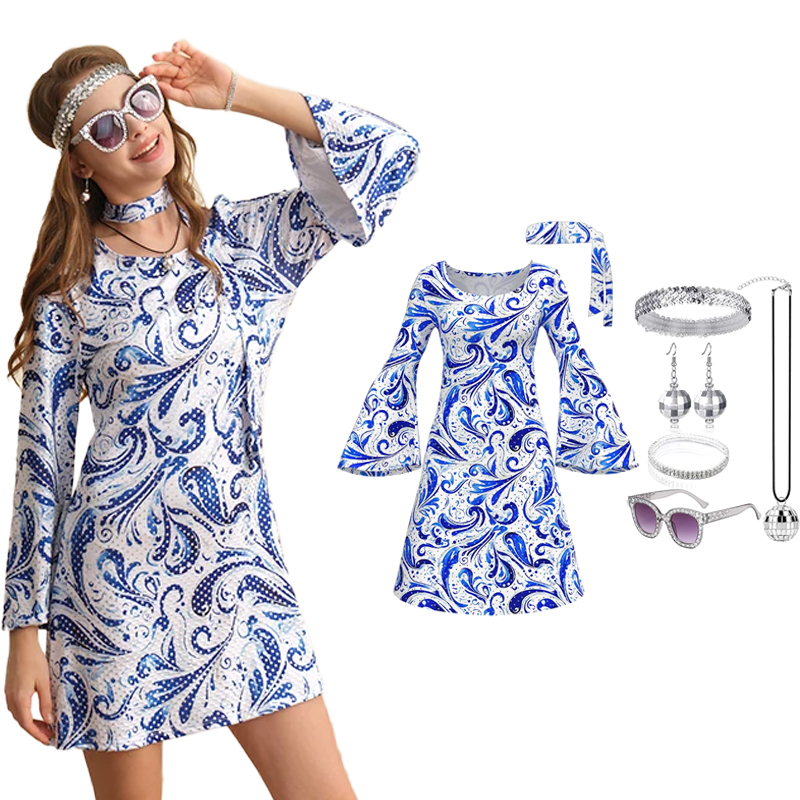 70s Disco Outfit Women 7 PCS D – Women'S Accessories In The 70S recenzja i cena
