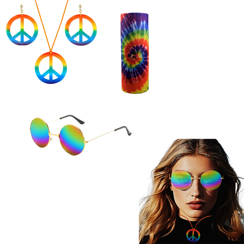 PESENAR Hippie Costume Set Gla – Women'S Accessories In The 70S recenzja i cena