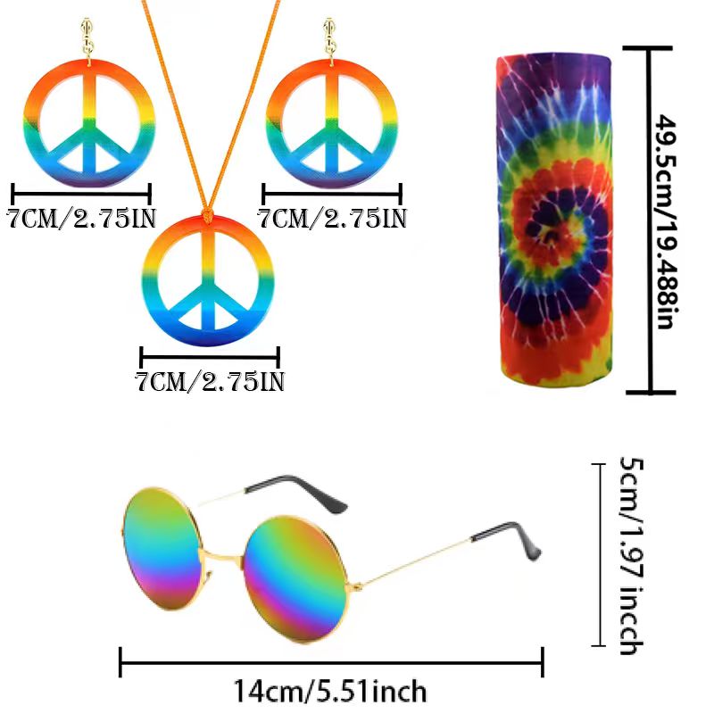 PESENAR Hippie Costume Set Gla – Women'S Accessories In The 70S recenzja i cena