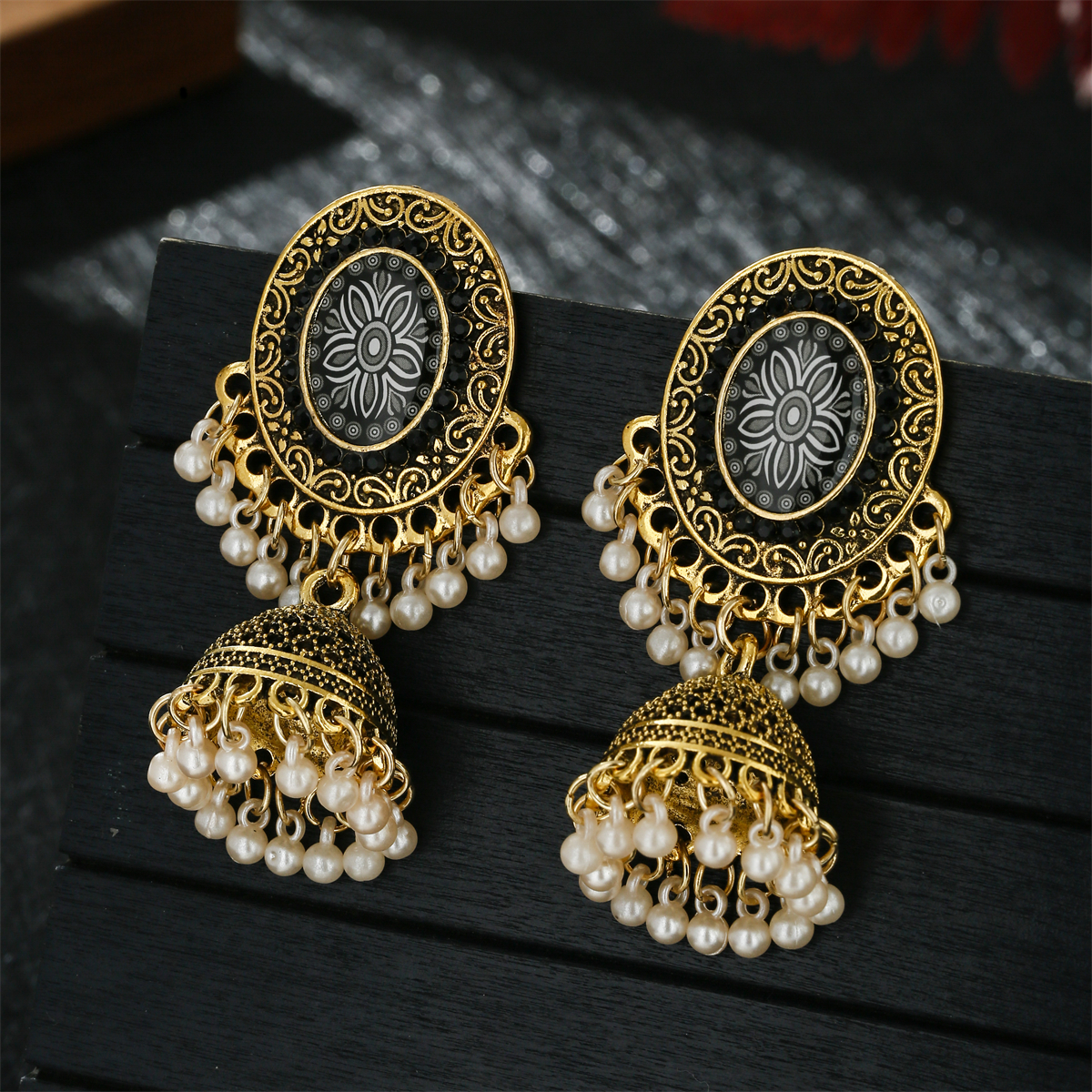 Classic Ethnic Red Flower Jhum – Tassel Earrings Boho recenzja i cena