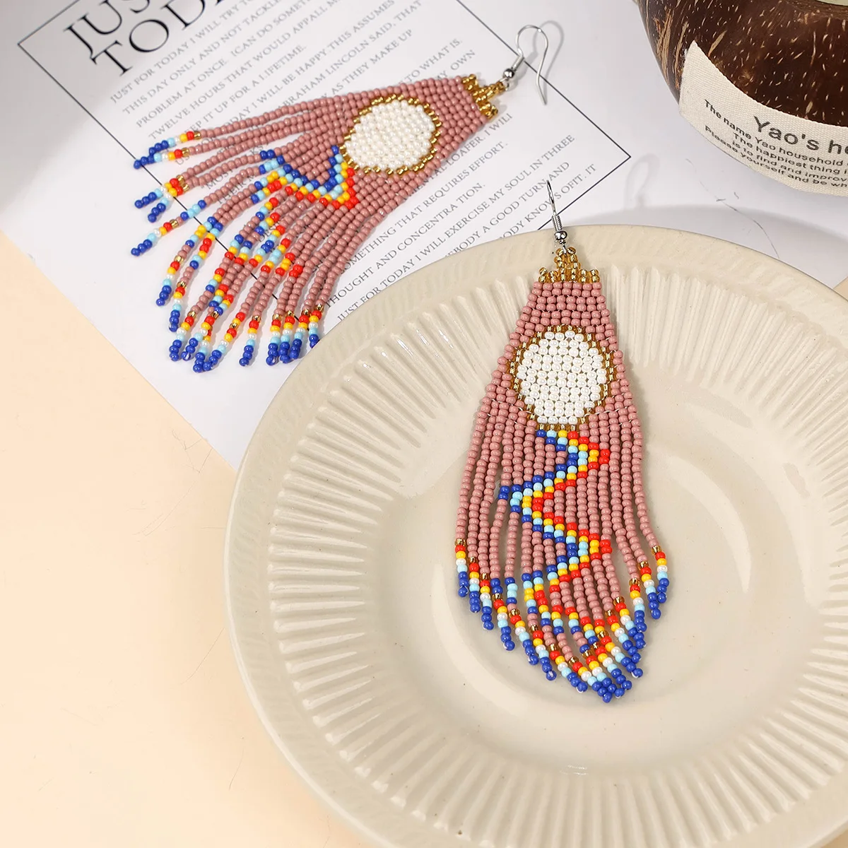 Rice bead earrings Tassel Orig – Tassel Earrings Boho recenzja i cena